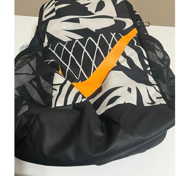 Nike Black & White Medium Size Backpack With Orange Swoosh & Side   Cup Holders - Picture 4 of 6